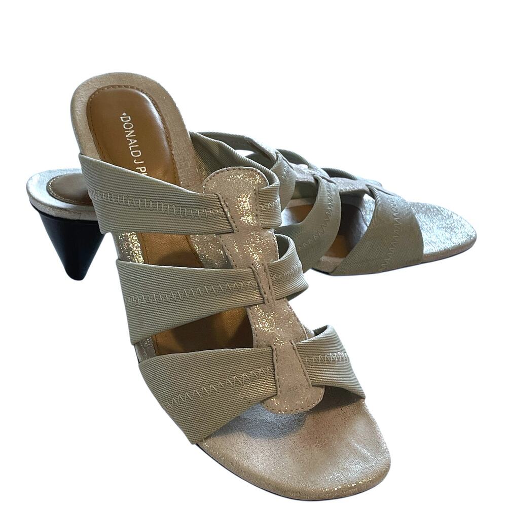 Donald J. Pliner HAIA Open Toe Sandals Womens Size 10 Mint Green Silver Metallic